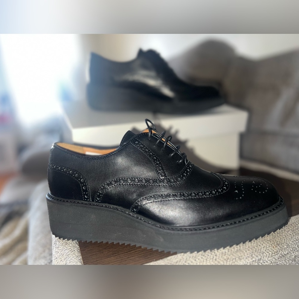 Genuine black leather shoes